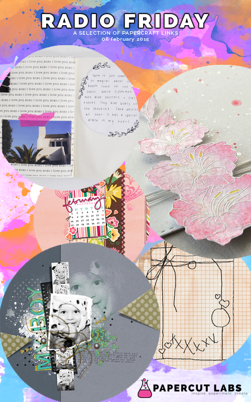 06 February 2015: this week's Radio Friday showcases digital layouts, a week of stamped cards, a freebie wallpaper, a sketch and a moleskine mini-album.