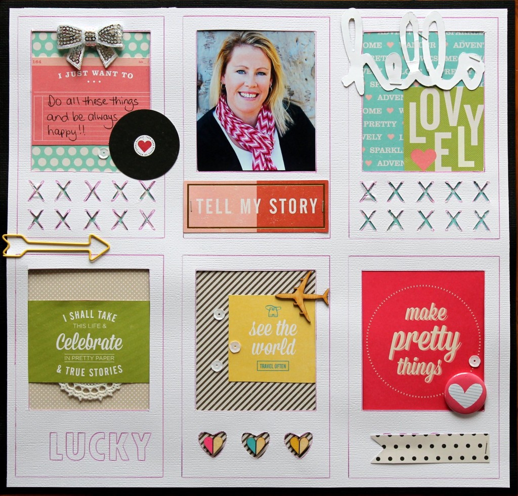 Tell My Story: a layout featuring American Crafts Shimelle collection.